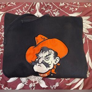 Blue 84 Black Hoodie with Orange Oklahoma Cowboy Graphic